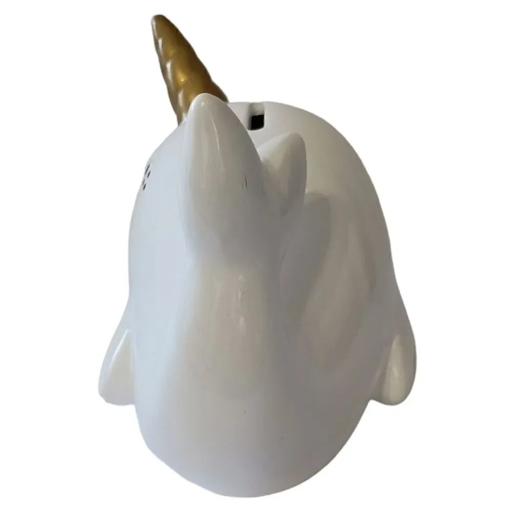 Target‎ Narwhal Bank Ceramic White Pillowfort Piggy Coin Figurine Coastal Beach.